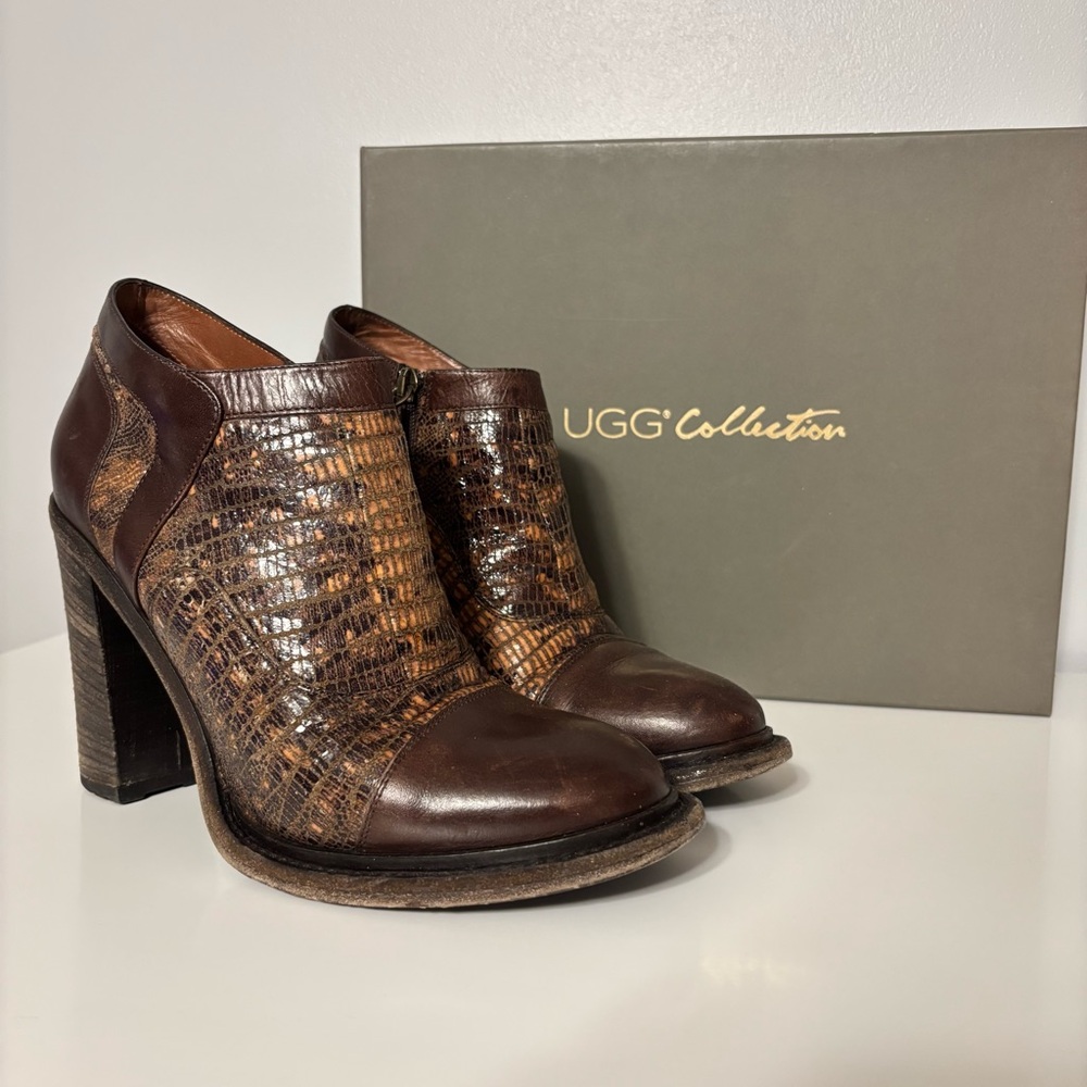 UGG Collection Giacinta Brown Cafe/Espresso Ankle Boots Shoes Size Women’s 8